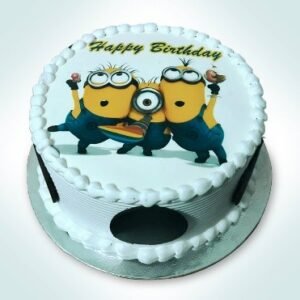 Minion PhotoCake Eggless  Strawberry